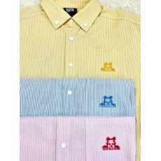 批发美式复古粉色条纹<b class='q'>衬衫</b>女2026新款小狗<b class='q'>刺绣</b>早秋外套宽松学院风上衣