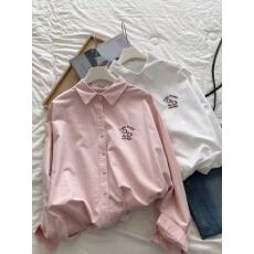 批发小马卡通<b class='q'>刺绣</b>纯棉<b class='q'>衬衫</b>女2026春季新款慵懒风宽松长袖翻领上衣