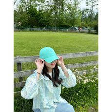 批发<b class='q'>夏季</b>外套韩系宽松防晒长袖格子衬衫慵懒设计感上衣薄荷曼波风穿搭