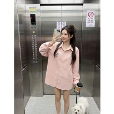 批发小马卡通刺绣纯棉<b class='q'>衬衫</b>女2026春季新款慵懒风宽松<b class='q'>长袖</b>翻领上衣