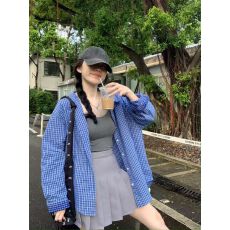 批发法式蓝色条纹衬衫女开春2026宽松上衣设计感小众长袖衬衣外套