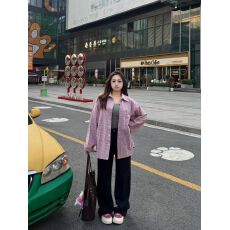 批发原版面料腊肠狗刺绣<b class='q'>格子</b>衬<b class='q'>衫</b>女2026春秋宽松百搭小众叠穿上衣外套