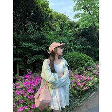 批发夏季外套韩系宽松防晒长袖<b class='q'>格子</b>衬<b class='q'>衫</b>慵懒设计感上衣薄荷曼波风穿搭