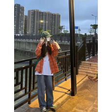 美式复古格纹设计感防晒长袖衬衫夏季新款气质修身显瘦宽松上衣女