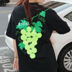 批发原创设计葡萄网球毛巾绣花短袖<b class='q'>T</b><b class='q'>恤</b>男夏季美式高街半袖