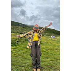 批发多巴胺穿搭纯棉黄黑色格子<b class='q'>衬衫</b>女宽松慵懒风中<b class='q'>长款</b><b class='q'>衬衣</b>防晒衫外穿