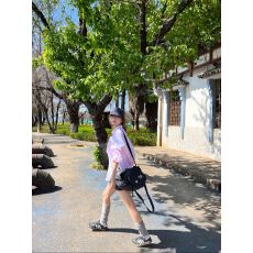 批发美式复古粉色条纹衬衫女2026新款小狗刺绣早秋外套宽松学院风上衣