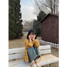 批发港味复古chic黄色格子衬衫女内搭叠穿宽松休闲百搭<b class='q'>中长款</b>衬衣外穿