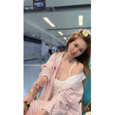 批发国潮牌粉色格子POLO领防晒衬衫女春夏开衫设计感修身显瘦百搭衬衣