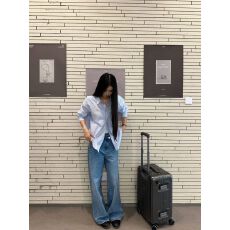批发原版面料刺绣条纹衬衫女叠穿遮肉宽松百搭衬衣外搭防晒开衫ins潮