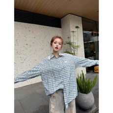 批发少女甜酷蕾丝外套女衬衫2026春季新款薄款长袖上衣蝴蝶结印花格子