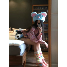 批发美式复古粉色格纹少女感<b class='q'>衬衫</b>外套女春秋休闲韩系chic港味上衣外套