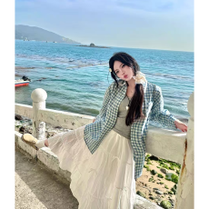 批发少女甜酷蕾丝外套女<b class='q'>衬衫</b>2026春季新款薄款<b class='q'>长袖</b>上衣蝴蝶结印花格子