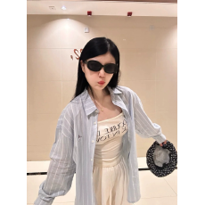 批发蓝色慵懒风长袖衬衫女春夏宽松vintage防晒衬衣高级感小象绣花