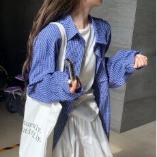 批发法式蓝色条纹衬衫女开春2026宽松上衣设计感小众长袖衬衣外套