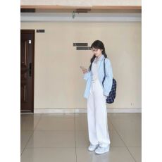 批发韩系设计感小众蓝色格子<b class='q'>衬衫</b>女防晒外套薄款宽松春夏潮牌长袖<b class='q'>衬衣</b>