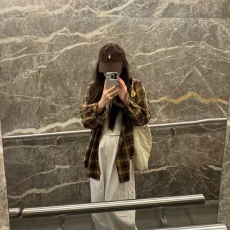 批发复古美拉德!!显白衬衫原宿BF格子衬衫外套女秋长袖t恤女衬衣