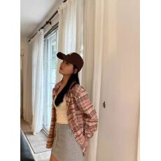 批发2026新款春秋粉色美式复古防晒<b class='q'>格子</b>衬<b class='q'>衫</b>女秋韩系宽松款遮显瘦开<b class='q'>衫</b>