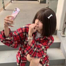 批发美式复古红色刺绣格子<b class='q'>衬衫</b>女潮牌<b class='q'>长袖</b>上衣hiphop高街秋季<b class='q'>衬衣</b>外套
