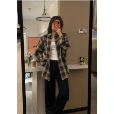 批发复古格子<b class='q'>衬衫</b>女韩版潮流春秋设计感薄款外套宽松慵懒风百搭<b class='q'>衬衣</b>服