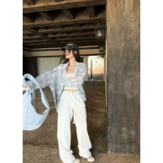 批发韩系chic纯棉格子衬衫女叠穿春秋款遮肉显瘦<b class='q'>长袖</b>衬衣<b class='q'>外</b>搭上衣ins