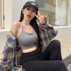 批发2026初秋美式慵懒风格子衬衫外套女秋<b class='q'>冬</b>季衬衣小个子长袖上衣