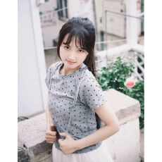 批发韩系新款时尚圆领波点<b class='q'>短袖</b>220g空白版上衣