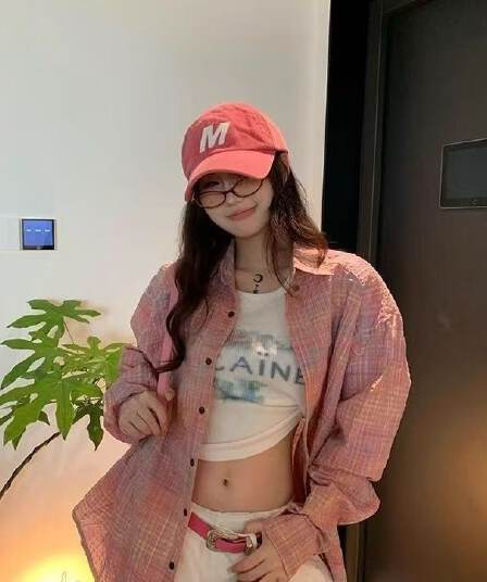 아메리칸 레트로 핑크색 체크무늬 소녀 센스 셔츠 여성 코트 봄 가을 캐주얼 한 부서 chic 홍콩 느낌 맨위 재킷