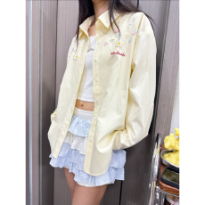 批发原版面料刺绣条纹<b class='q'>衬衫</b>女叠穿遮肉宽松百搭<b class='q'>衬衣</b>外搭防晒开衫ins潮