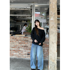 批发2026新款百搭减龄长袖斜肩卫衣女秋冬季简约宽松辣妹潮流上衣