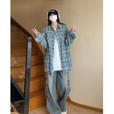 批发美式复古格纹衬衫Cleanfit宽松百搭格子衬衣外套潮牌