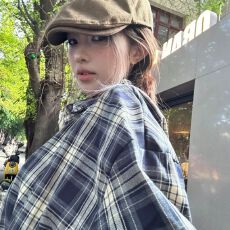 批发格子<b class='q'>衬衫</b>外套女2026春秋款宽松慵懒<b class='q'>情侣</b><b class='q'>款</b>休闲<b class='q'>长袖</b><b class='q'>衬衣</b>外搭ins潮