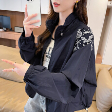 批发2026夏季刺绣立领防晒衣女新款小个子宽松透气防紫外线休闲薄外套