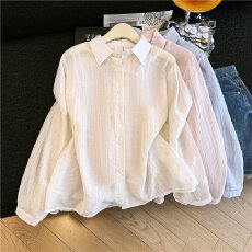 批发蝴蝶绑带开叉防晒<b class='q'>衬衫</b>女夏季2026新款薄款宽松外搭<b class='q'>长袖</b>开衫外套