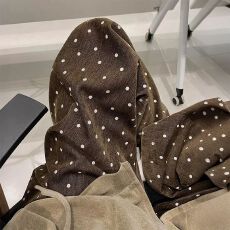 天丝雪尼尔秋冬孕妇裤加厚复古波点裤时尚休闲宽松休闲阔腿裤子