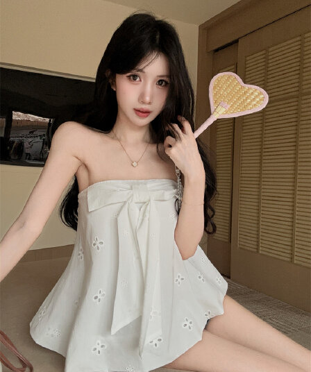 실사 순수한 욕망 튜브탑 민소매 맨위 자수 홀로우 아웃 꽃밭 Chic 조끼