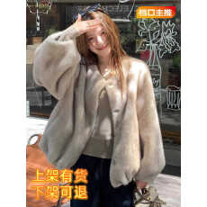 批发环保皮草外套女<b class='q'>秋</b>冬季新款仿水貂人造皮毛一体宽松显瘦毛毛绒上衣