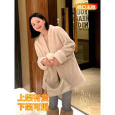 批发皮毛一体<b class='q'>秋</b>冬新款皮草大衣高级感仿水貂皮挽袖环保毛毛外套女