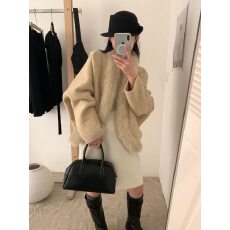 批发韩系简约宽松小个子短款双面呢羊毛大衣女新休闲毛呢外套