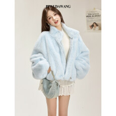 批发毛绒绒加厚外套女<b class='q'>冬</b>季立领宽松皮毛一体皮草软糯糯上衣