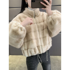 批发短款仿水貂毛环保皮草外套女冬季新款小个子<b class='q'>皮毛</b><b class='q'>一体</b>毛毛上衣