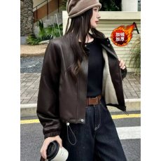 批发复古皮衣短外套女<b class='q'>春</b>秋新款时尚洋气高级感小个子pu皮夹克上衣