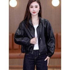 批发时尚短款PU皮衣女<b class='q'>春</b>秋新款洋气显瘦百搭立领小个子皮夹克外套