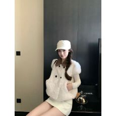 批发'奶咖小马甲'环葆小斗篷坎肩马甲毛毛外套女秋冬百搭韩系
