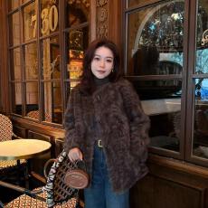 批发妈妈装<b class='q'>新</b>款仿水貂皮草外套女中长款加厚秋冬季圆领毛毛大衣女