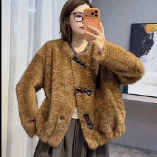 批发轻奢气质环保<b class='q'>皮草</b>蝴蝶结外套女士宽松保暖时尚款韩版秋冬百搭