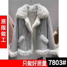 批发2025秋<b class='q'>冬</b>新款时尚洋气纯色百搭立领皮毛一体宽松显瘦保暖外套潮