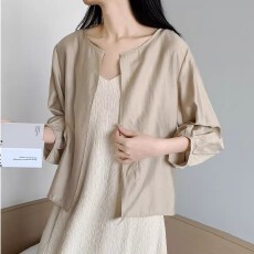 批发夏季圆领防晒衬衫外搭韩国chic宽松百搭开衫<b class='q'>外套</b>别致<b class='q'>气质</b>上衣女装