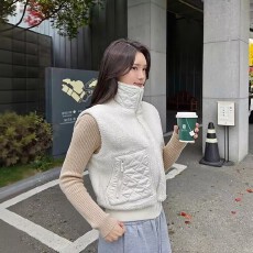 批发羊羔绒秋冬夹克立领保暖休闲百搭显瘦菱格马甲外穿叠穿保暖神器