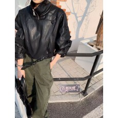 批发辣妹风设计感短款PU外套高级炸街立领宽松显瘦百搭机车上衣女